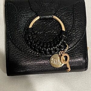 See By Chloe Black Wallet with Gold Accents